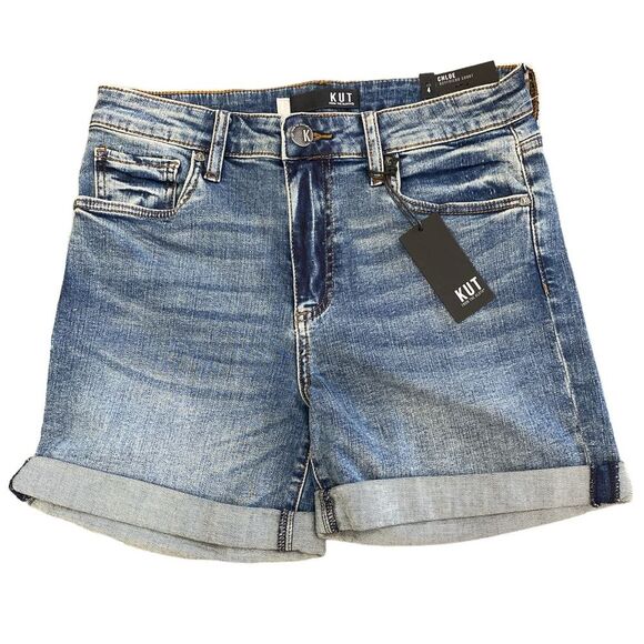 NWT Kut From The Kloth Chloe Boyfriend Shorts Size 4 High Waist Adjustable Hem - Picture 1 of 12